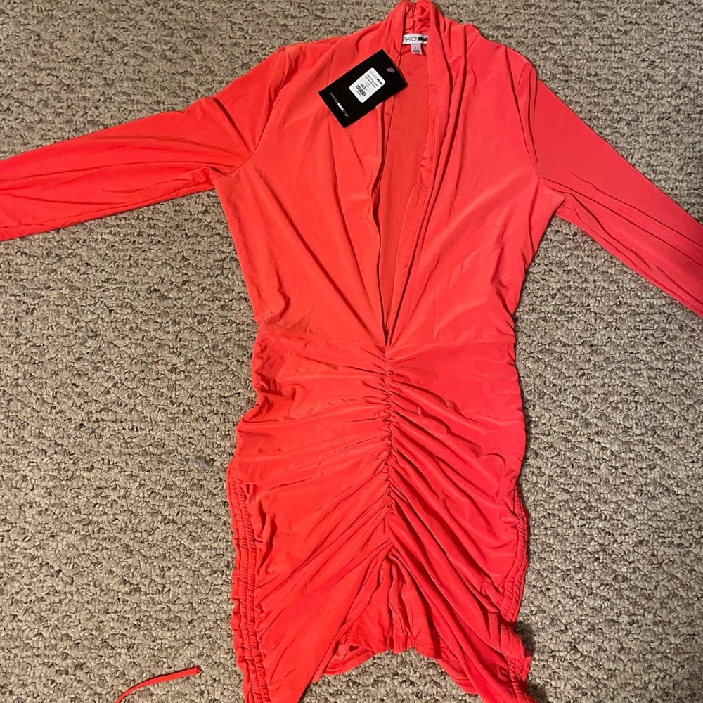 Deceiving Looks Ruched Romper Orange